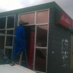 Outcome of aluminum door framing for a shopfront.