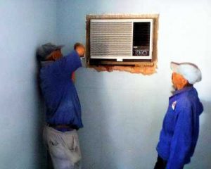 Contractors renovating the wall.