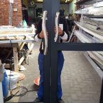 Manufacturing of aluminum door framing.