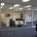 Aluminium door frame work in an office.