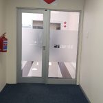 Aluminium door frame work in an office.